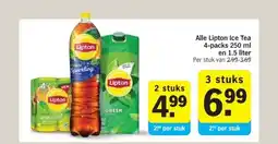 Albert Heijn Alle Lipton Ice Tea 4-packs 250 ml en 1.5 liter aanbieding