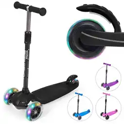 Bol.com LifeGoods TurboRide Kinderstep - Step 5-8 Jaar - 3 Lichtgevende Wielen - Jongens/Meisjes - Zwart aanbieding