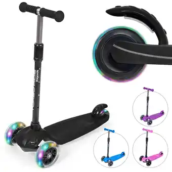 Bol.com LifeGoods TurboRide Kinderstep - Step 5-8 Jaar - 3 Lichtgevende Wielen - Jongens/Meisjes - Zwart aanbieding