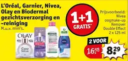Kruidvat L'Oréal, Garnier, Nivea, Olay en Biodermal gezichtsverzorging en reiniging aanbieding