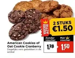 Vomar Voordeelmarkt American Cookies of Oat Cookie Cranberry aanbieding