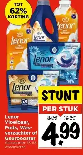 Vomar Voordeelmarkt Lenor Vloeibaar, Pods, Was- verzachter of Geurbooster aanbieding