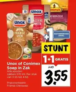 Vomar Voordeelmarkt Unox of Conimex Soep in Zak aanbieding