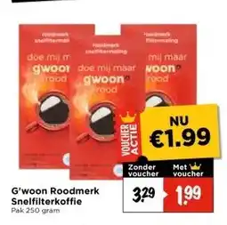 Vomar Voordeelmarkt G'woon Roodmerk Snelfilterkoffie aanbieding
