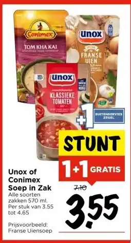 Vomar Voordeelmarkt Unox of Conimex Soep in Zak aanbieding