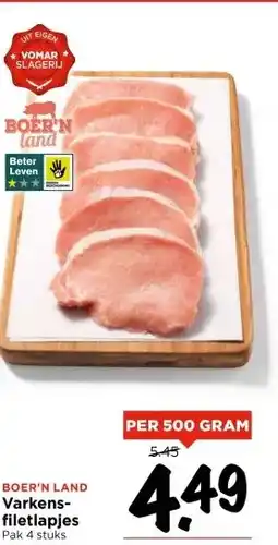 Vomar Voordeelmarkt BOER'N LAND Varkens- filetlapjes aanbieding