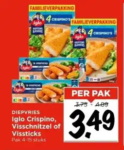 Vomar Voordeelmarkt DIEPVRIES Iglo Crispino, Visschnitzel of Vissticks aanbieding