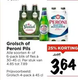 Vomar Voordeelmarkt Grolsch of Peroni Pils aanbieding