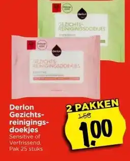 Vomar Voordeelmarkt Derlon Gezichts- reinigings- doekjes aanbieding