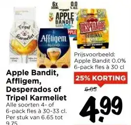 Vomar Voordeelmarkt Apple Bandit, Affligem, Desperados of Tripel Karmeliet aanbieding