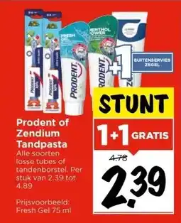 Vomar Voordeelmarkt Prodent of Zendium Tandpasta aanbieding