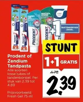 Vomar Voordeelmarkt Prodent of Zendium Tandpasta aanbieding
