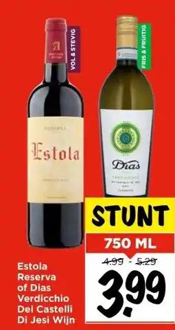 Vomar Voordeelmarkt Estola Reserva of Dias Verdicchio Dei Castelli Di Jesi Wijn aanbieding