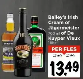 Vomar Voordeelmarkt Bailey's Irish Cream of Jägermeister 700 ml of De Kuyper Vieux 1 liter aanbieding