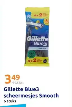 Action Gillette Blue3 scheermesjes Smooth aanbieding