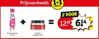 Kruidvat FA Pink Passion + Taft V12 haargel aanbieding