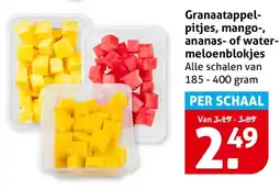 Hoogvliet Granaatappel pitjes, mango, ananas of water meloenblokjes aanbieding