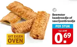 Hoogvliet Beemster kaasbroodje of saucijzenbroodje aanbieding