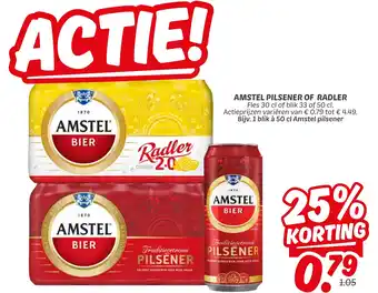 Dekamarkt Amstel pilsener of radler aanbieding