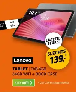 Expert Lenovo Tab 4GB 64GB Wifi + Book Case Grijs aanbieding