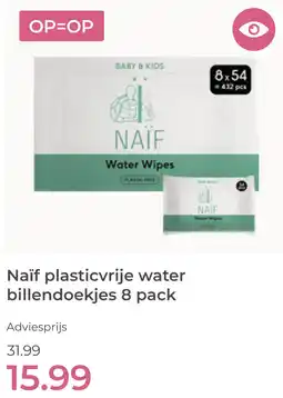 Prenatal Naïf plasticvrije water billendoekjes 8 pack aanbieding