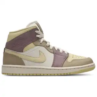 Foot Locker Jordan 1 Mid Dames Schoenen - Beige - Maat: 42 - Polyester - Foot Locker aanbieding