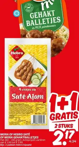 Dekamarkt MORA OF HEBRO SATÉ OF MORA GEHAKTBALLETJES aanbieding