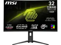 MediaMarkt MSI Mag 321cupdf - 31.5 Inch 3840 X 2160 (ultra Hd 4k) 0.5 Ms 160 Hz aanbieding