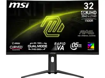 MediaMarkt MSI Mag 321cupdf - 31.5 Inch 3840 X 2160 (ultra Hd 4k) 0.5 Ms 160 Hz aanbieding