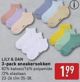 ALDI Lily & Dan 3-pack sneakersokken aanbieding