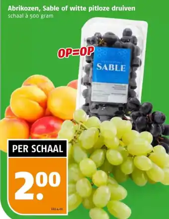 Poiesz Abrikozen, Sable of witte pitloze druiven aanbieding