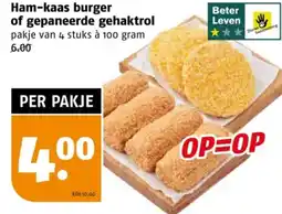 Poiesz Ham kaas burger of gepaneerde gehaktrol aanbieding