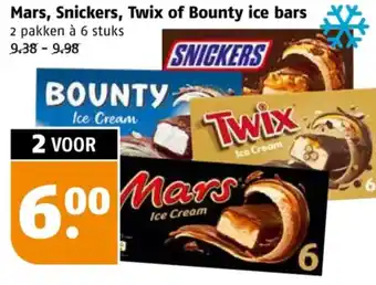 Poiesz Mars, Snickers, Twix of Bounty ice bars aanbieding