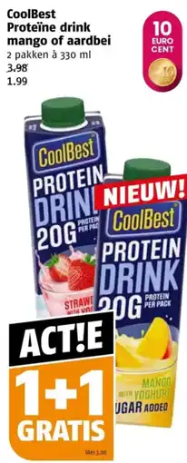 Poiesz CoolBest Proteïne drink mango of aardbei aanbieding