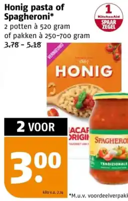 Poiesz Honig pasta of Spagheroni aanbieding