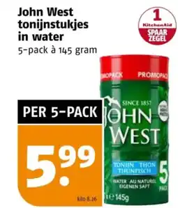 Poiesz John West tonijnstukjes in water aanbieding