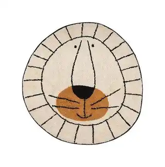 Bol.com Tapis Petit Vloerkleed Kinderkamer Leeuw - Fairtrade - Naturel - Rond - 100 x 100 cm aanbieding