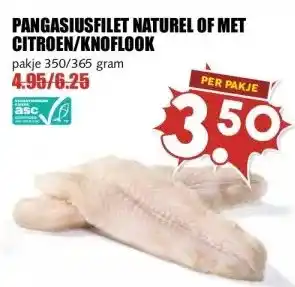 MCD Supermarkt PANGASIUSFILET NATUREL OF MET CITROEN/KNOFLOOK aanbieding