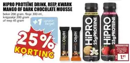 MCD Supermarkt HIPRO PROTEÏNE DRINK, REEP, KWARK MANGO OF DARK CHOCOLATE MOUSSE aanbieding