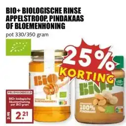 MCD Supermarkt BIO+BIOLOGISCHE RINSE APPELSTROOP, PINDAKAAS OF BLOEMENHONING aanbieding