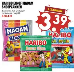MCD Supermarkt HARIBO EN/OF MAOAM SNOEPZAKKEN aanbieding