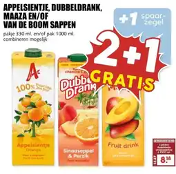 MCD Supermarkt APPELSIENTJE, DUBBELDRANK, MAAZA EN/OF VAN DE BOOM SAPPEN aanbieding