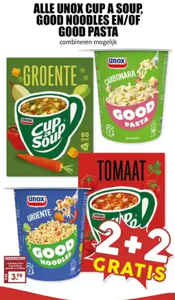 MCD Supermarkt ALLE UNOX CUP A SOUP, GOOD NOODLES EN/OF GOOD PASTA aanbieding