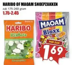 MCD Supermarkt HARIBO OF MAOAM SNOEPZAKKEN aanbieding