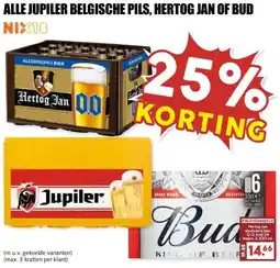 MCD Supermarkt ALLE JUPILER BELGISCHE PILS, HERTOG JAN OF BUD aanbieding