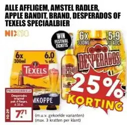 MCD Supermarkt ALLE AFFLIGEM, AMSTEL RADLER, APPLE BANDIT, BRAND, DESPERADOS OF TEXELS SPECIAALBIER aanbieding