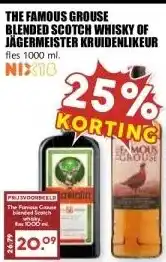 MCD Supermarkt THE FAMOUS GROUSE BLENDED SCOTCH WHISKY OF JÄGERMEISTER KRUIDENLIKEUR aanbieding
