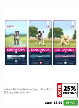 Intratuin Eukanuba hondenvoeding. Inhoud 3 of 12 kilo, alle varianten. aanbieding