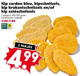 CoopCompact Kip cordon bleu, kipschnitzels, kip krokantschnitzels en/of kip satéschnitzels aanbieding