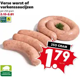 Coop Verse worst of varkenssaucijzen aanbieding